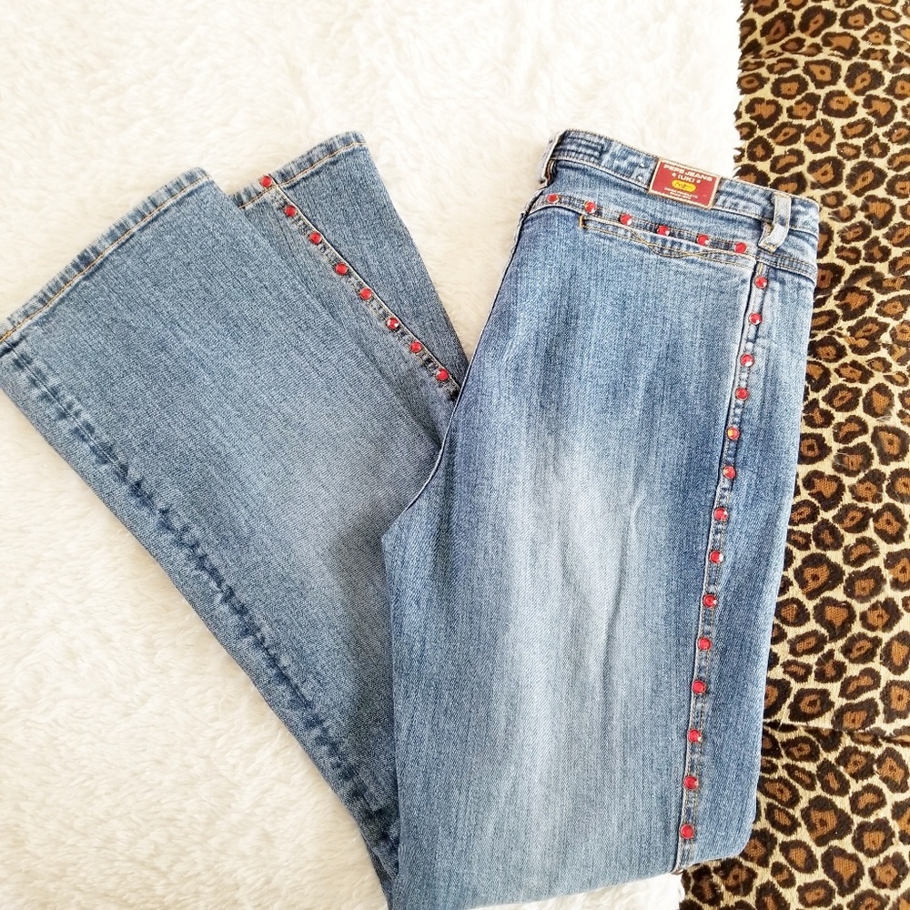 Y2K Pepe London Vintage Statement Rhinestone Jeans, 31